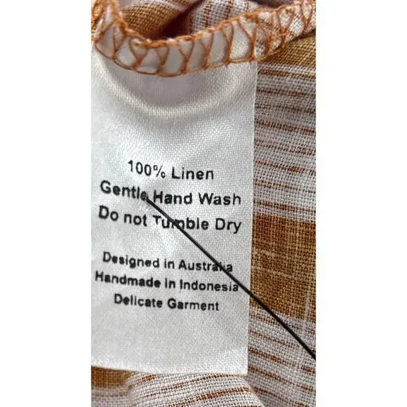 B51 Posse Striped Linen Midi Dress XS Layered Tie Waist Resort Flowy Cruise - Picture 10 of 10